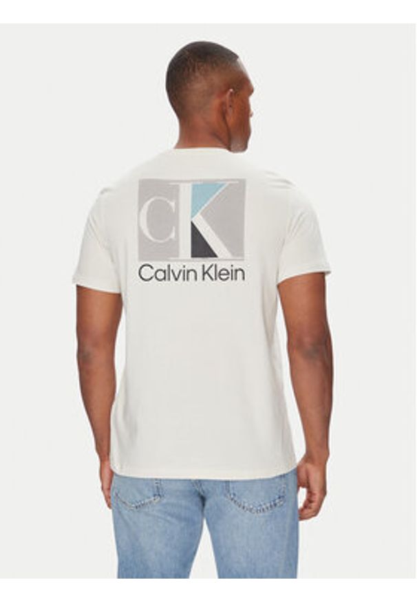 Calvin Klein T-Shirt Abstract Graphic LV04RC853G Écru Regular Fit. Materiał: bawełna