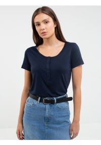 Big-Star - Koszulka damska z guzikami Kannona 404. Kolor: niebieski. Materiał: jeans, dzianina, len. Długość rękawa: krótki rękaw. Długość: krótkie #5