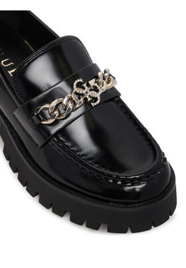 Guess Loafersy FLPALR ELE14 Czarny. Kolor: czarny. Materiał: skóra