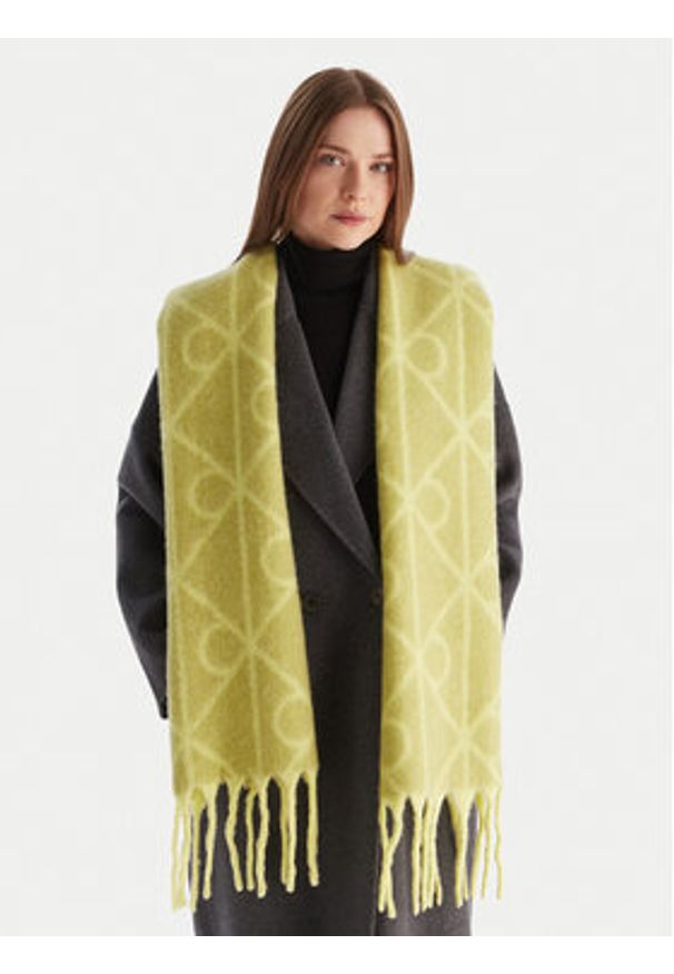 Calvin Klein Szalik Emblem Aop Brushed LV04D8072G Zielony. Kolor: zielony. Materiał: poliamid, nylon