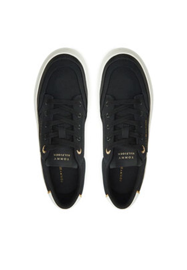 TOMMY HILFIGER - Tommy Hilfiger Sneakersy Essential Vulc Textile Sneaker FW0FW08323 Czarny. Kolor: czarny. Materiał: materiał