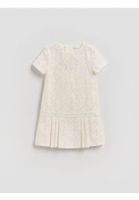 Reserved - Koronkowa sukienka z cekinami - złamana biel. Materiał: koronka. Typ sukienki: proste #1