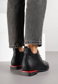 Born2be - Czarne Botki Typu Trzewiki Vices Implie. Okazja: na co dzień. Kolor: czarny. Materiał: jeans, skóra. Styl: klasyczny, casual, elegancki #4