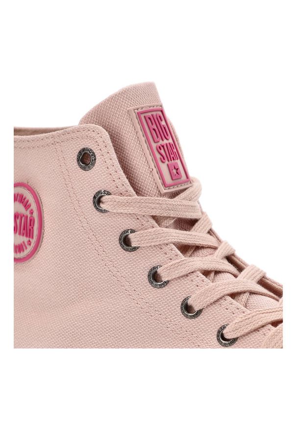 Big-Star - Różowe Trampki Big Star Damskie Stylowe Buty. Okazja: na uczelnię, na spacer. Kolor: różowy. Materiał: materiał. Szerokość cholewki: normalna. Sezon: lato. Styl: elegancki