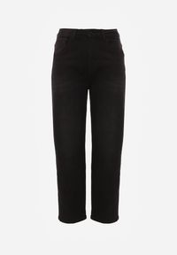 Born2be - Czarne Proste Jeansy z Wysokim Stanem z Bawełną i Domieszką Wiskozy Dhysrelle. Okazja: na co dzień, na spotkanie biznesowe. Stan: podwyższony. Kolor: czarny. Styl: casual, biznesowy, klasyczny #5