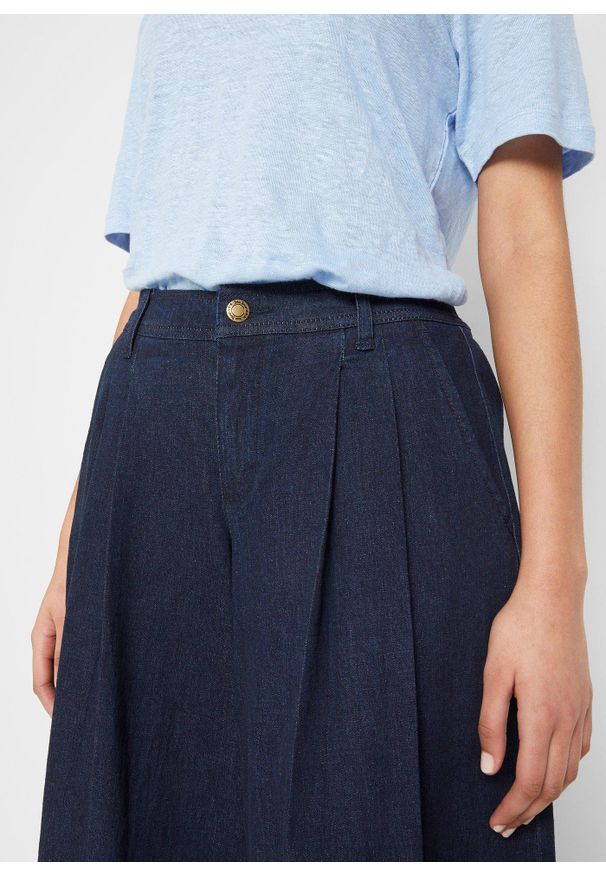 bonprix - Spódnico-spodnie jeansowe, wide leg, z wygodnym pasem. Kolor: niebieski