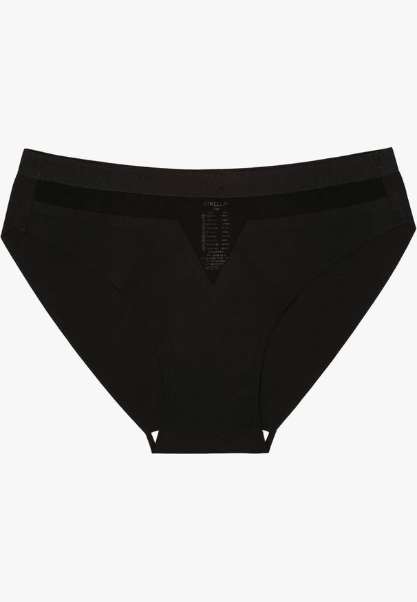 Renee - Czarne Majtki Bezszwowe Ozdobione Geometrycznym Wzorem Navlinne. Kolor: czarny. Materiał: jeans. Wzór: geometria, aplikacja