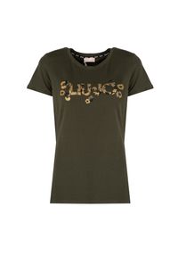 Liu Jo T-Shirt | TA3197 J5003 | Kobieta | Khaki. Okazja: na co dzień. Kolor: brązowy. Materiał: elastan, bawełna. Długość: długie. Wzór: nadruk. Styl: casual, klasyczny, elegancki