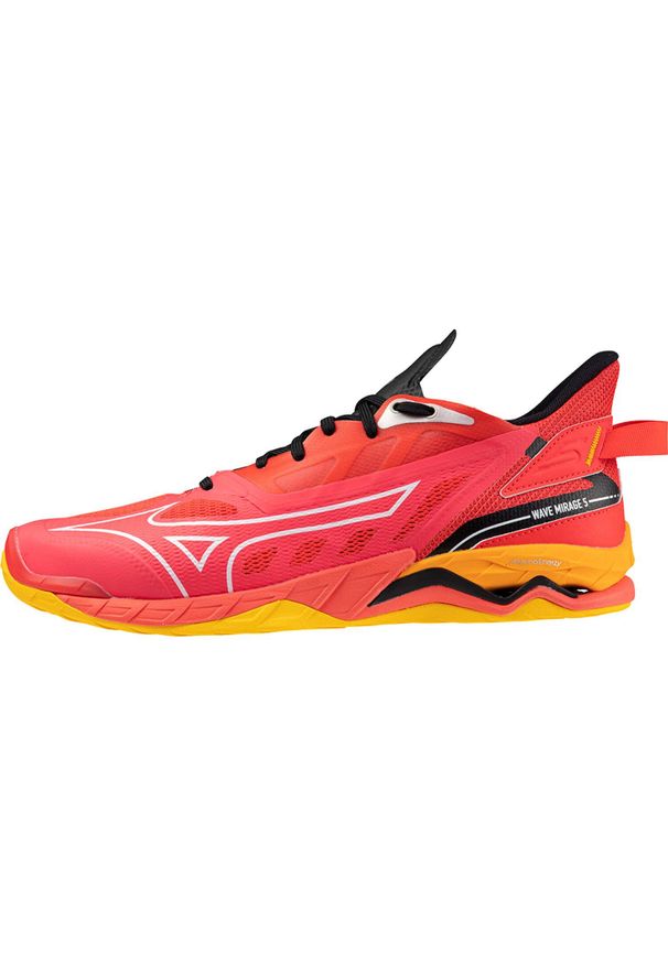 Buty halowe Mizuno Wave Mirage. Kolor: wielokolorowy, biały, czerwony. Model: Mizuno Wave. Sport: piłka ręczna