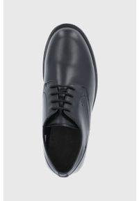 Calvin Klein Buty skórzane męskie kolor czarny. Nosek buta: okrągły. Zapięcie: sznurówki. Kolor: czarny. Materiał: skóra #4