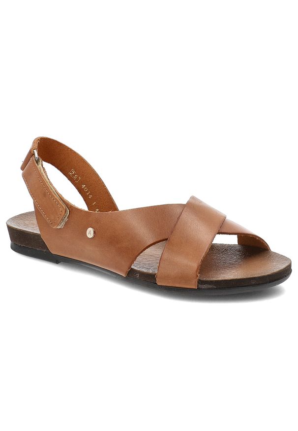 Sandały damskie Armodo, cholewka ze skóry naturalnej lekka podeszwa o minimalistycznym designie, brązowe, 40141. Kolor: brązowy. Materiał: skóra