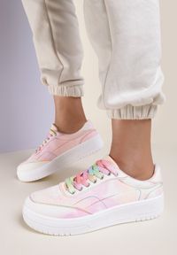 Renee - Różowe Sneakersy Calylato. Kolor: różowy. Materiał: materiał #1