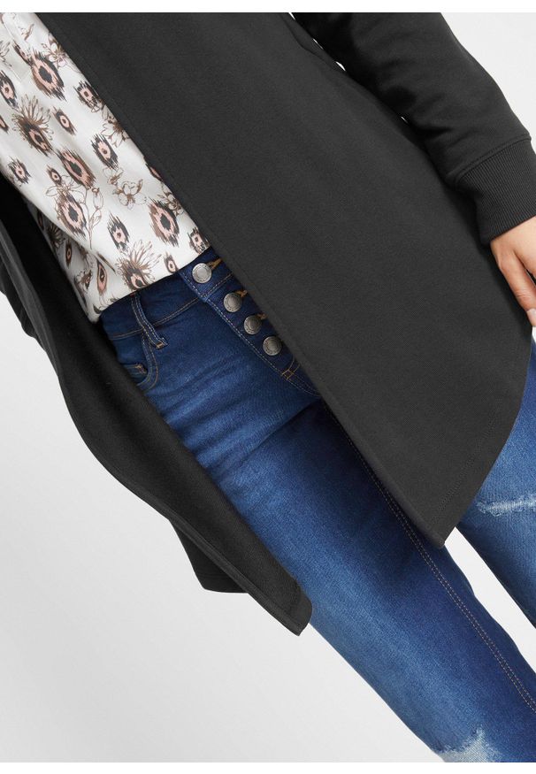 bonprix - Długi kardigan z mieszanki bawełny. Kolor: czarny. Materiał: bawełna. Długość: długie