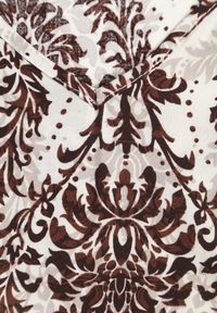 Renee - Brązowo-Beżowa Boho Sukienka z Bawełny na Ramiączkach Ozdobiona Falbanką Testalaya. Okazja: na co dzień, na spacer. Typ kołnierza: dekolt w serek. Kolor: brązowy. Materiał: bawełna. Długość rękawa: na ramiączkach. Wzór: aplikacja. Sezon: lato. Styl: boho #3