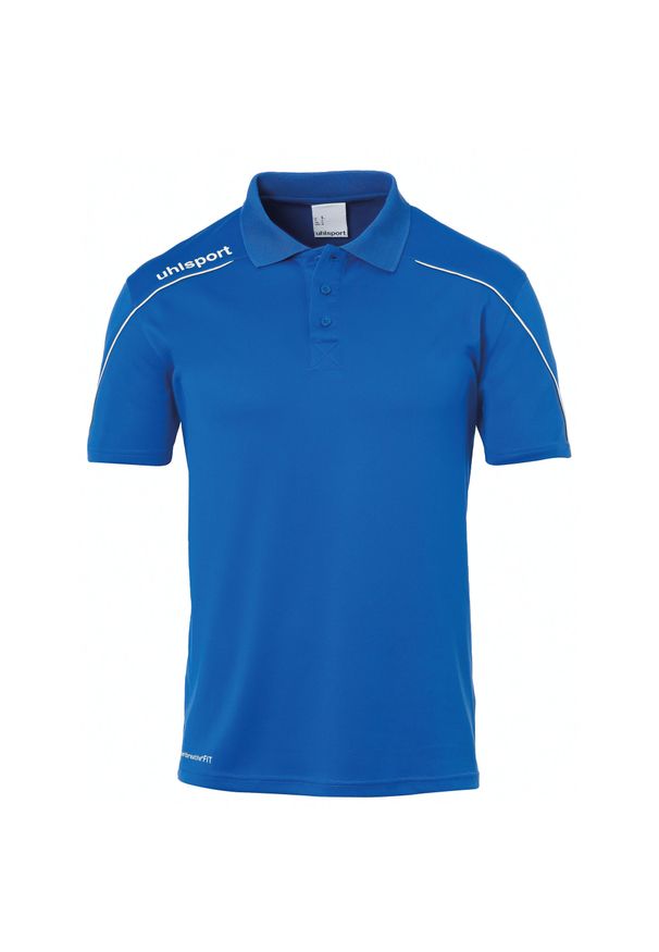 UHLSPORT - Dziecięca koszulka polo Uhlsport Stream 22. Typ kołnierza: polo. Kolor: niebieski, biały, wielokolorowy. Materiał: poliester. Sport: fitness, piłka nożna