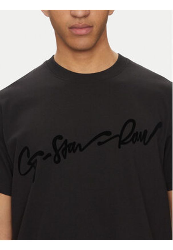 G-Star RAW - G-Star Raw T-Shirt Floock G-Script D25148-C784 Czarny Regular Fit. Kolor: czarny. Materiał: bawełna