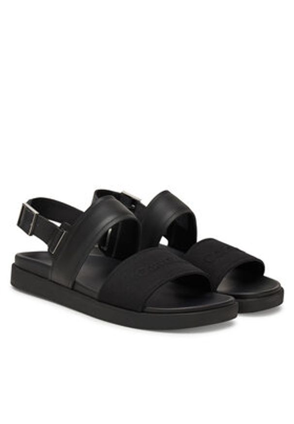 Calvin Klein Sandały Back Strap W/ Buckle Logo HM0HM01742 Czarny. Kolor: czarny. Materiał: skóra
