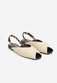 Renee - Beżowe Sandały z Plecionką i Metalicznymi Ozdobami Crowstrider. Okazja: na co dzień. Zapięcie: sprzączka. Kolor: beżowy. Materiał: jeans. Wzór: aplikacja. Sezon: wiosna. Styl: glamour, casual, elegancki #3