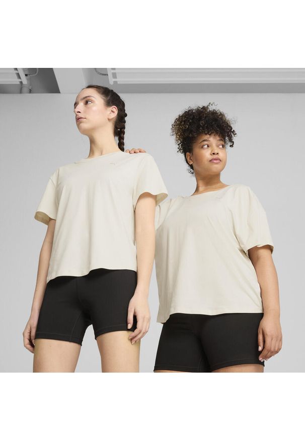 Puma - Damska luźna koszulka MOVE CLOUDSPUN PUMA Alpine Snow White. Kolor: biały, wielokolorowy, beżowy