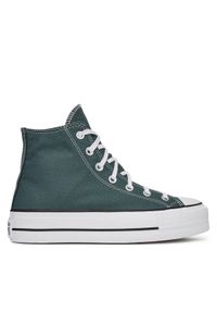Converse Trampki Chuck Taylor All Star Lift Platform A12596C Zielony. Kolor: zielony. Materiał: materiał. Obcas: na platformie