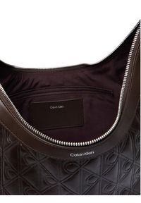 Calvin Klein Torebka Emblem Aop Debossed Medium Shbag LV04F3875G Brązowy. Kolor: brązowy. Materiał: skórzane #5