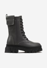 Born2be - Szare Botki Workery na Grubej Podeszwie Dercella. Kolor: szary. Sezon: zima