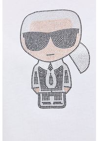 Karl Lagerfeld - T-shirt 210W1726. Okazja: na co dzień. Kolor: biały. Wzór: aplikacja. Styl: casual #2
