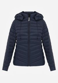 Renee - Granatowa Przejściowa Kurtka Pikowana z Kapturem z Możliwością Odpięcia Pretiga. Okazja: na spacer. Typ kołnierza: kaptur. Kolor: niebieski. Materiał: jeans, nylon #4