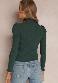 Renee - Ciemnozielony Sweter Timiera. Typ kołnierza: kokarda. Kolor: zielony. Materiał: wiskoza. Długość: długie. Styl: klasyczny #2