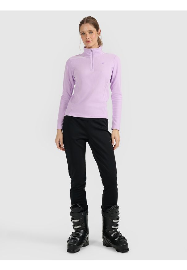 4f - 4F Bielizna termiczna polarowa (góra) damska - fioletowa XXL. Typ kołnierza: kołnierzyk stójkowy. Kolor: fioletowy. Materiał: polar. Sezon: zima. Sport: turystyka piesza