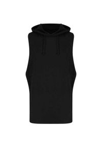 JUST COOL - Męska Bluza Bez Rękawów Urban No Pocket Muscle Hoodie. Kolor: czarny. Długość rękawa: bez rękawów
