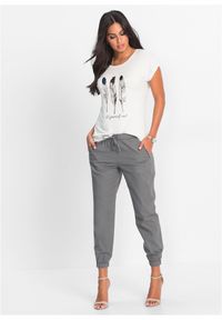 bonprix - Spodnie 7/8 z przewiewnej mieszanki lnu. Kolor: szary. Materiał: len #3