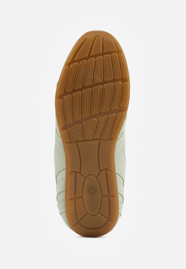 Renee - Jasnozielone Sneakersy Ozdobione Przeszyciami i Podwójnym Sznurowaniem Telisaria. Okazja: na co dzień. Zapięcie: sznurówki. Kolor: zielony. Materiał: jeans. Wzór: aplikacja