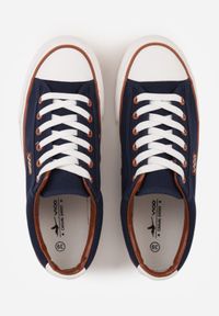 Born2be - Granatowe Klasyczne Trampki do Kostki z Lamówką przy Podeszwie Kasiope. Okazja: na co dzień. Kolor: niebieski. Materiał: jeans. Styl: klasyczny #3