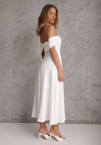 Renee - Biała Rozkloszowana Sukienka Koktajlowa VICES z Hiszpańskim Dekoltem Neamerianne. Okazja: na wesele, na ślub cywilny. Typ kołnierza: dekolt hiszpanka. Kolor: biały. Materiał: lakier, poliester. Typ sukienki: rozkloszowane. Styl: wizytowy #3