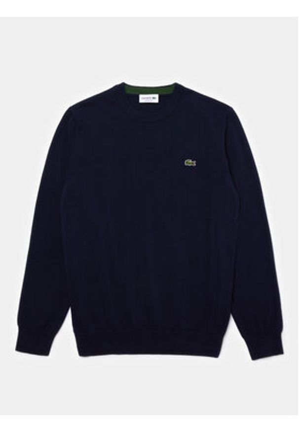 Lacoste Sweter AH1985-166 Granatowy Regular Fit. Kolor: niebieski. Materiał: bawełna