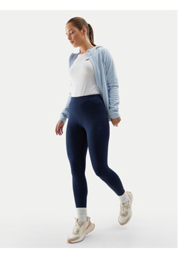 4f - 4F Legginsy 4FWSS24TTIGF137 Granatowy Slim Fit. Kolor: niebieski. Materiał: bawełna