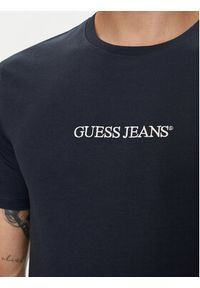 Guess Jeans T-Shirt M4YI52 K8HM0 Granatowy Slim Fit. Kolor: niebieski. Materiał: bawełna