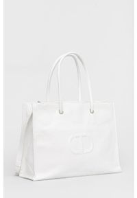 TwinSet - Twinset torebka skórzana kolor biały. Kolor: biały. Materiał: skórzane. Rodzaj torebki: na ramię #5