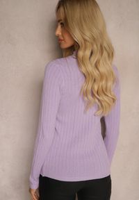 Renee - Fioletowy Casualowy Sweter Półgolf Temitara. Okazja: na co dzień. Kolor: fioletowy. Materiał: jeans. Styl: casual #4