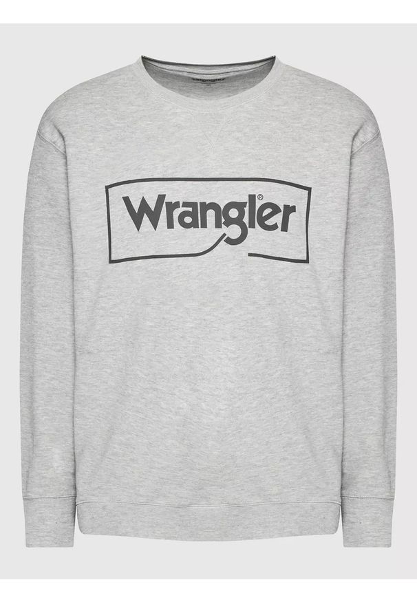 Wrangler - WRANGLER FRAME LOGO CREW MĘSKA BLUZA NADRUK MID GREY W662HAX37 112320241. Wzór: nadruk. Styl: klasyczny