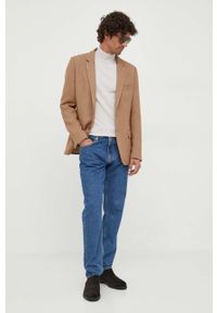 Calvin Klein sweter wełniany męski kolor szary lekki z półgolfem. Typ kołnierza: golf. Kolor: szary. Materiał: wełna #3