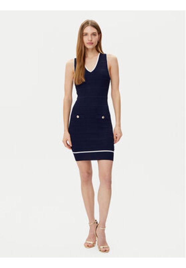 Guess Sukienka codzienna 5RGK99 5640Z Granatowy Regular Fit. Okazja: na co dzień. Kolor: niebieski. Materiał: wiskoza. Typ sukienki: proste. Styl: casual