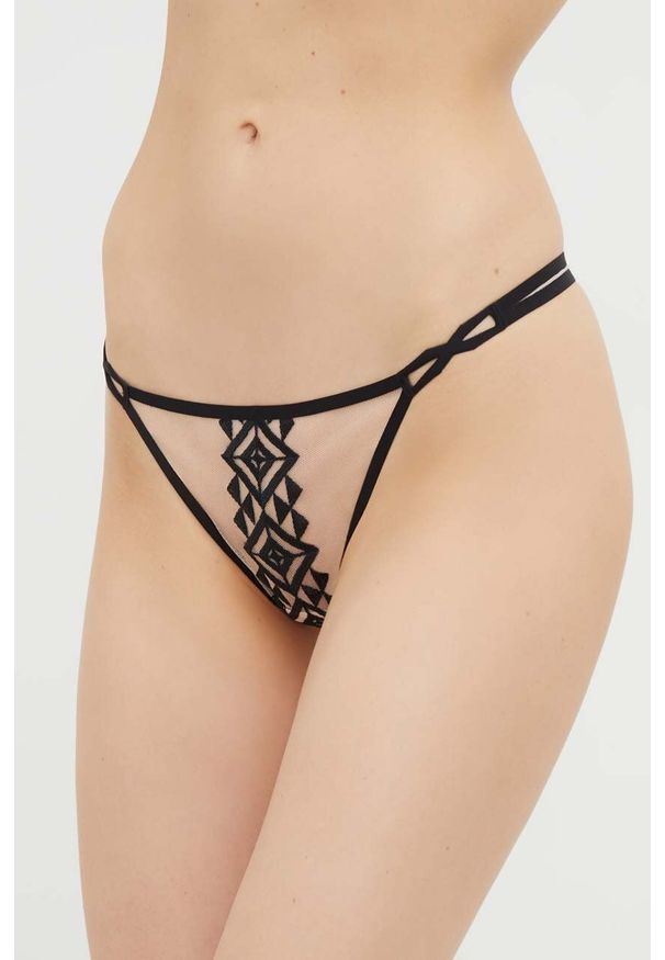 Chantelle X stringi kolor beżowy transparentne. Kolor: beżowy. Materiał: bawełna, materiał