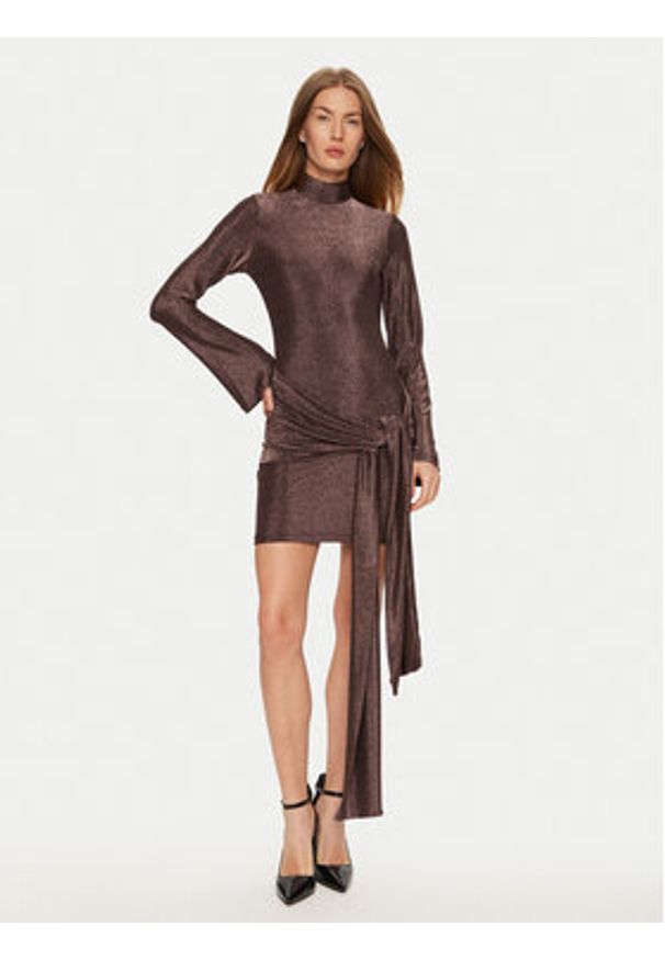 BARDOT Sukienka koktajlowa 59556DB Brązowy Slim Fit. Kolor: brązowy. Materiał: syntetyk. Styl: wizytowy