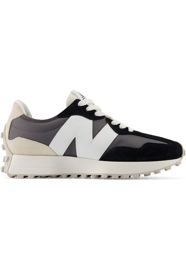 Buty unisex New Balance U327FE – czarne. Okazja: na co dzień. Kolor: czarny. Materiał: skóra, syntetyk, zamsz, materiał, guma. Szerokość cholewki: normalna