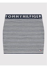 TOMMY HILFIGER - Tommy Hilfiger Spódnica Branded Rib KG0KG06764 D Granatowy Slim Fit. Kolor: niebieski. Materiał: wiskoza #1