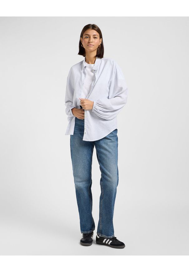 Lee - DAMSKA KOSZULA LEE BLOUSE WITH TIE FRONT CONCRETE PINSTRIPE 112363504