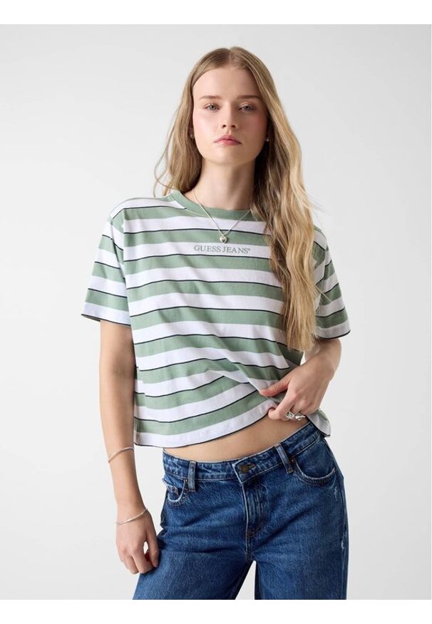 Guess Jeans T-Shirt 180718 Zielony Classic Fit. Kolor: zielony