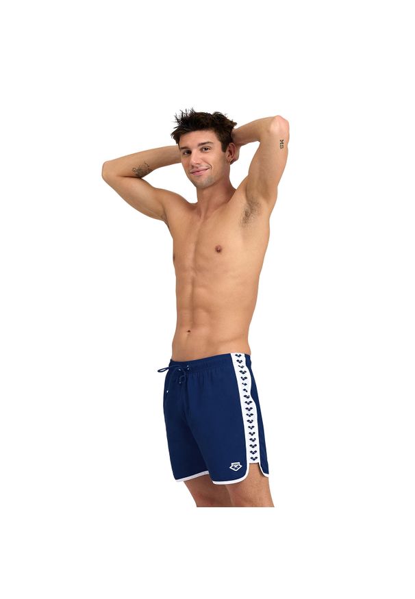 Spodenki Arena Icons Team Stripe Boxer. Kolor: niebieski, wielokolorowy, biały. Materiał: materiał